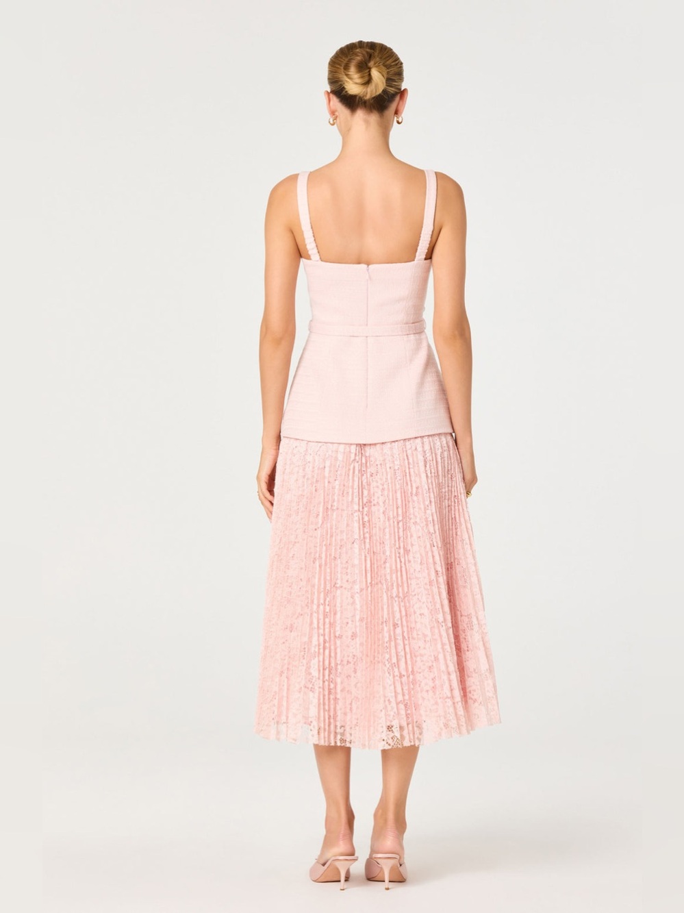 ASTR The Label Caitlin Mixed Media Tweed Midi Dress in Pink size S NWT - Picture 4 of 9